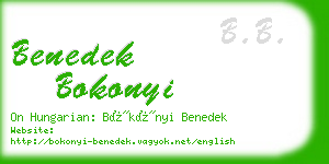 benedek bokonyi business card